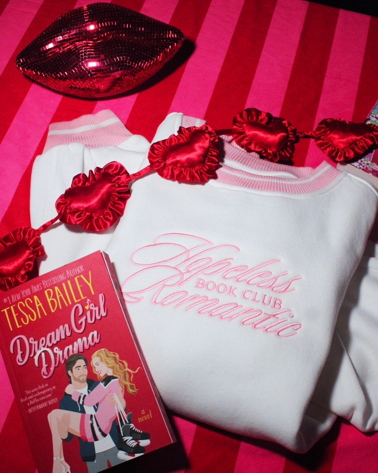 EMBROIDERED HOPELESS ROMANTIC BOOK CLUB VARSITY CREW