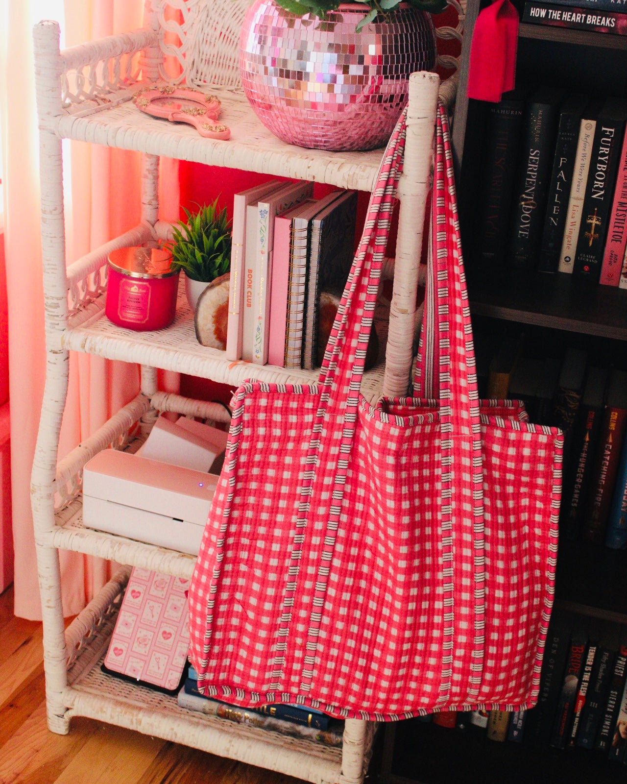 PINK GINGHAM TOTE