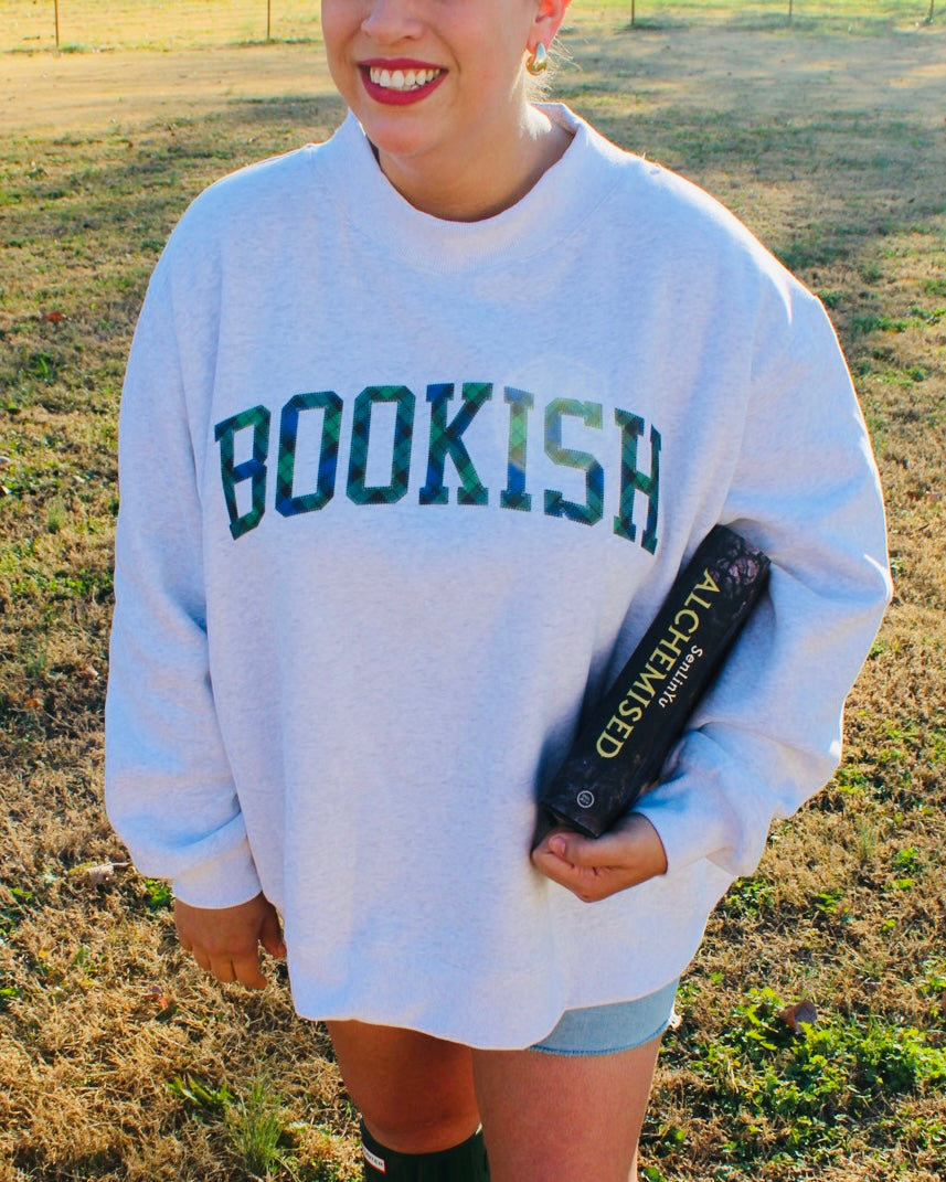 BOOKISH PLAID ASH MOCK NECK