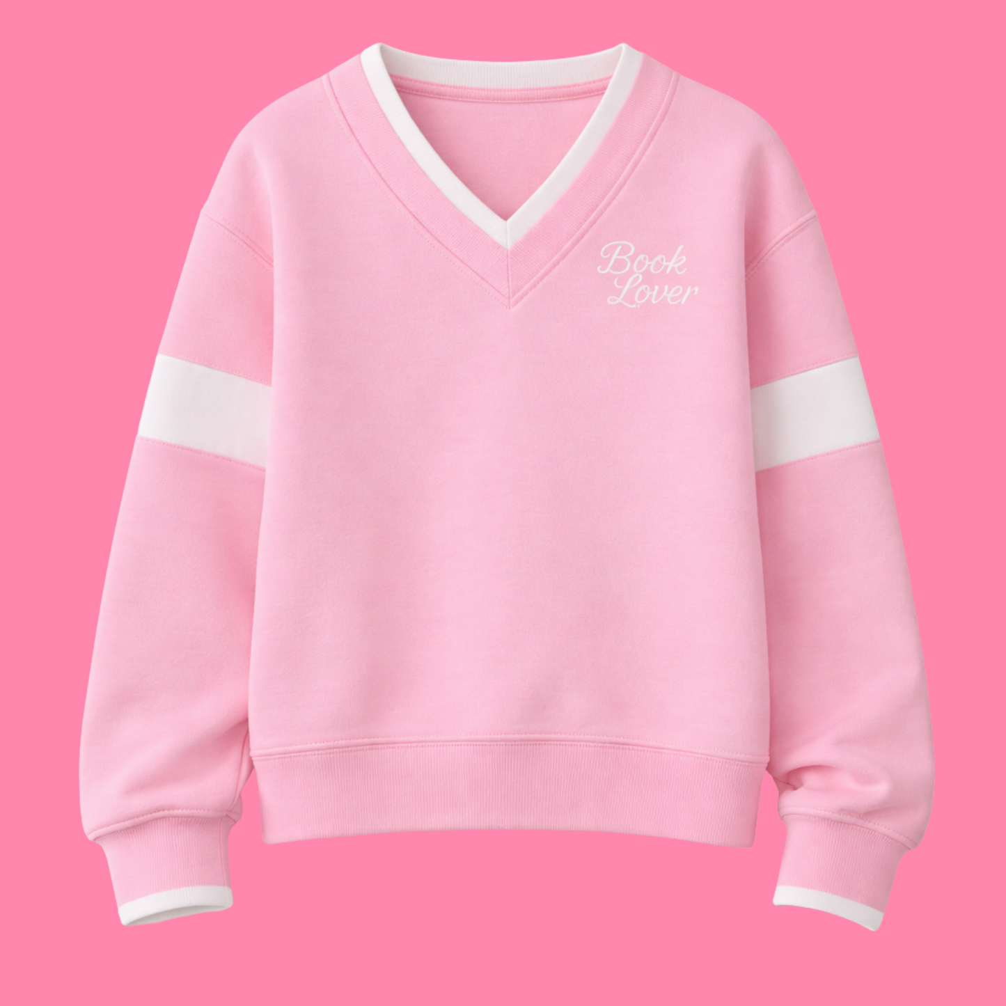 BOOK LOVER COLOR BLOCK VNECK CREWNECK