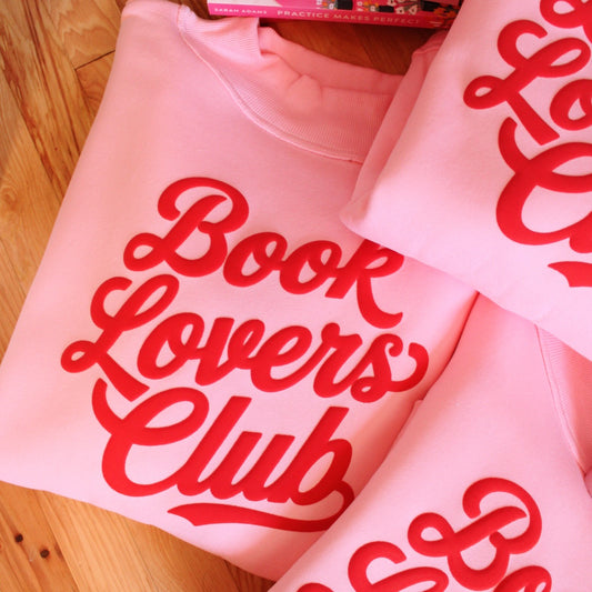 BOOK LOVERS CLUB PUFF PINK MOCK NECK