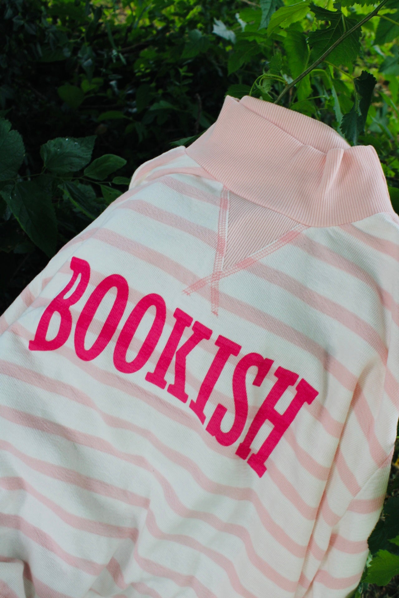 BOOKISH STRIPED KNIT MOCK NECK