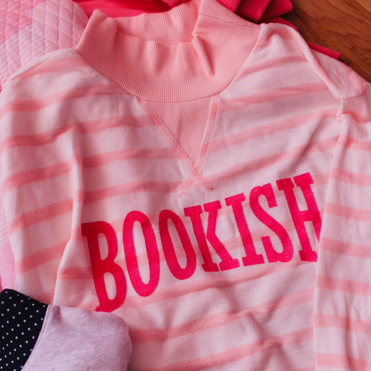 BOOKISH STRIPED KNIT MOCK NECK