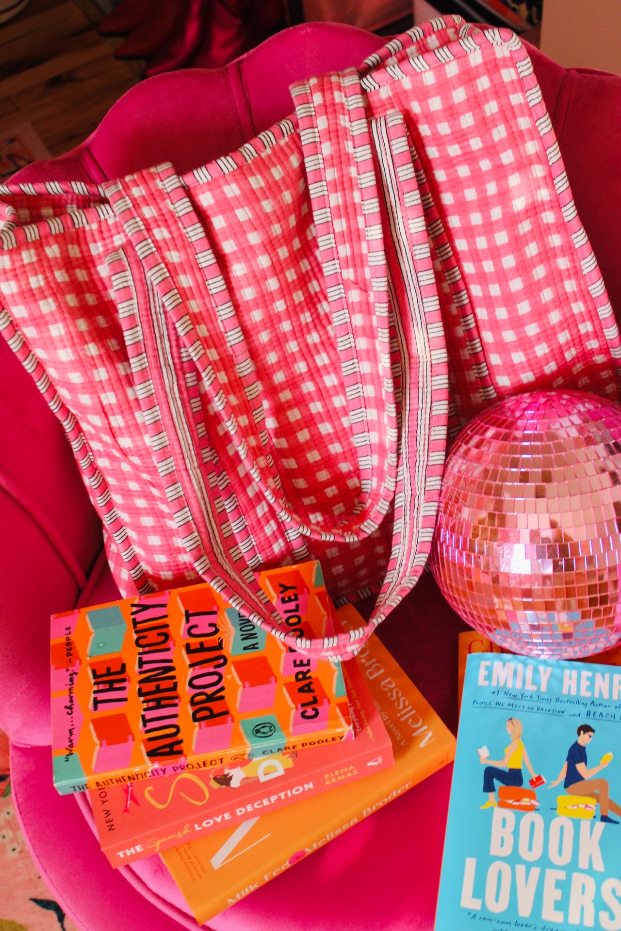 PINK GINGHAM TOTE