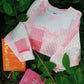 HAPPIEST READING PINK PATCH WORK EMBROIDERED MOCK NECK
