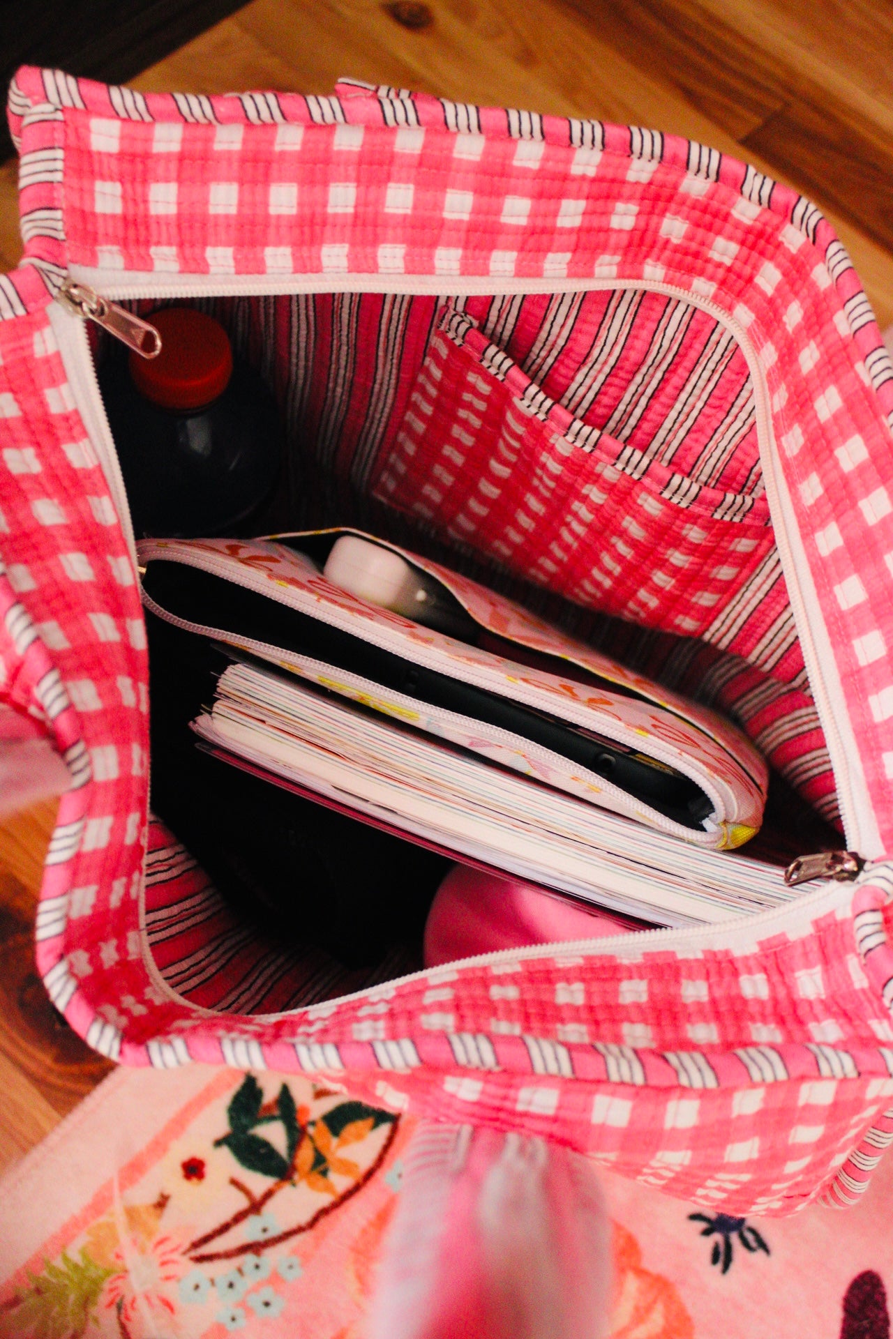 PINK GINGHAM TOTE