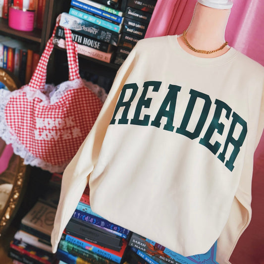 OVERSIZED READER PRINT HANES CREW