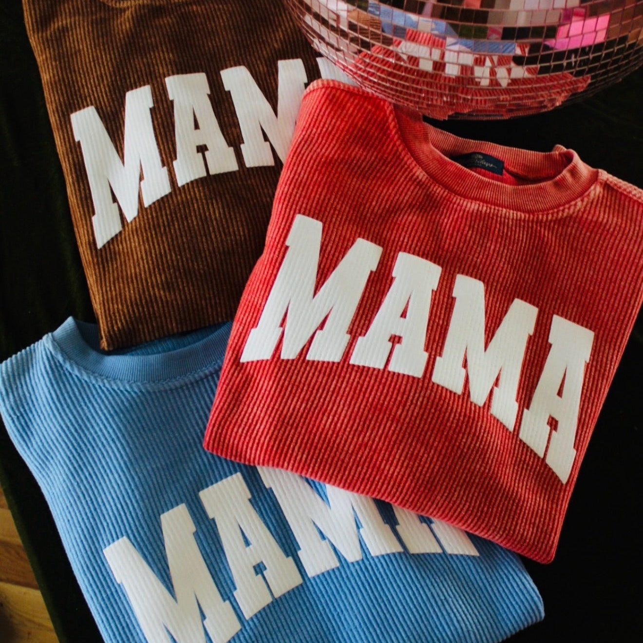 MAMA PUFF PRINT CORDED CREW