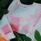 HAPPIEST READING PINK PATCH WORK EMBROIDERED MOCK NECK