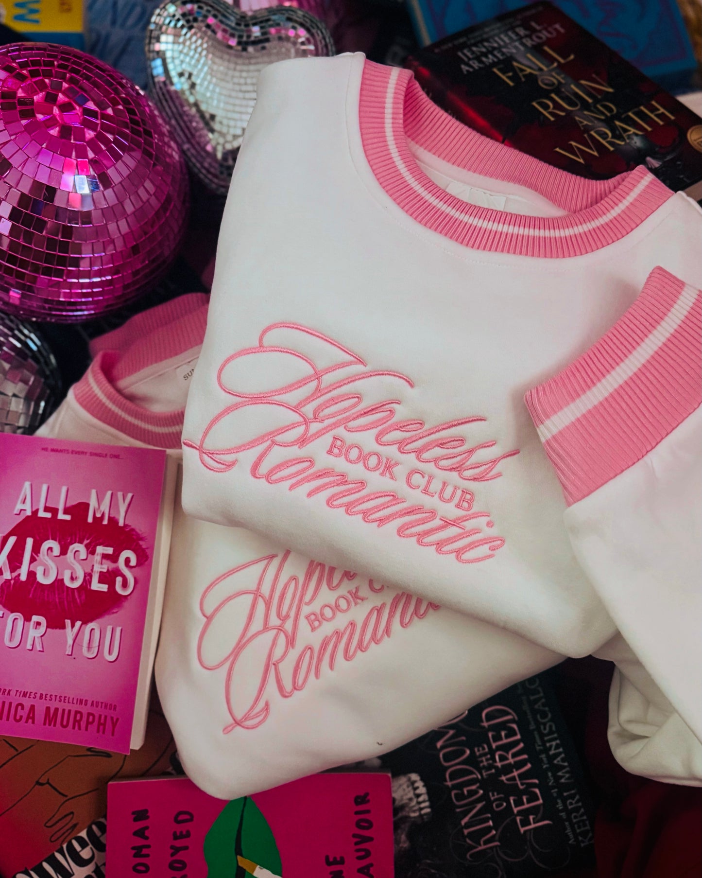 EMBROIDERED HOPELESS ROMANTIC BOOK CLUB VARSITY CREW