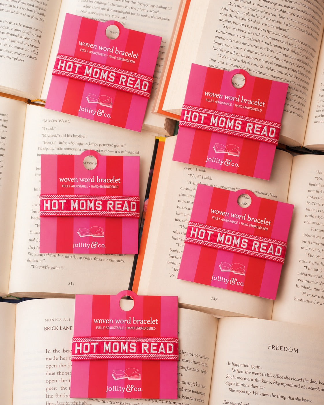 HOT MOMS READ EMBROIDERED BRACELET