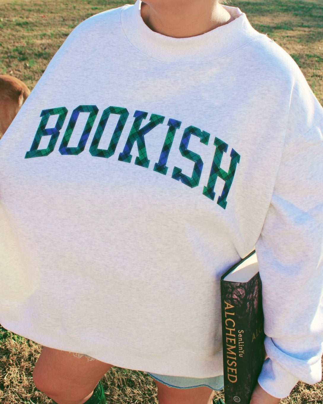 BOOKISH PLAID ASH MOCK NECK