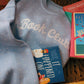 BOOK CLUB APPLIQUE POLKA DOT CREWNECK