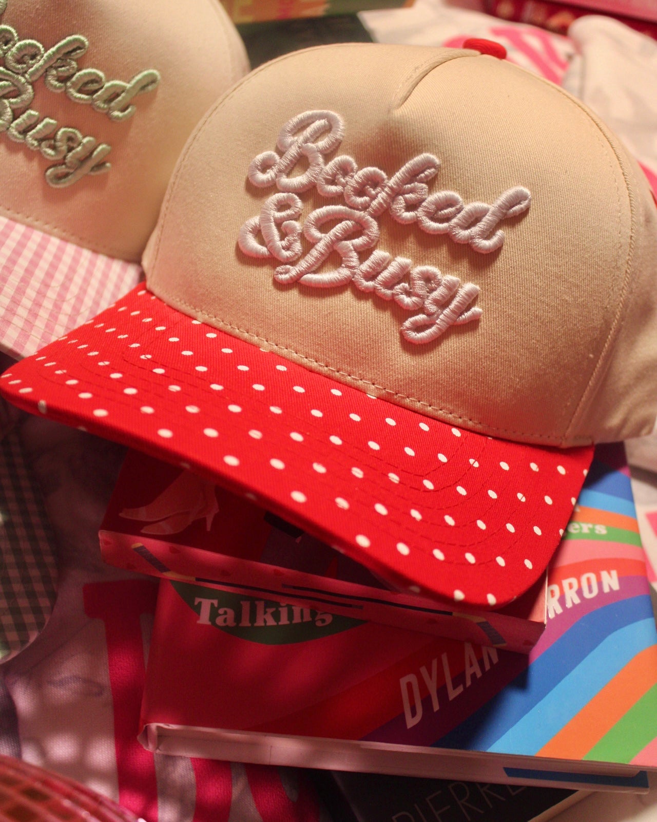 BOOKED & BUSY PUFF EMBROIDERY POLKA DOT BILL HAT