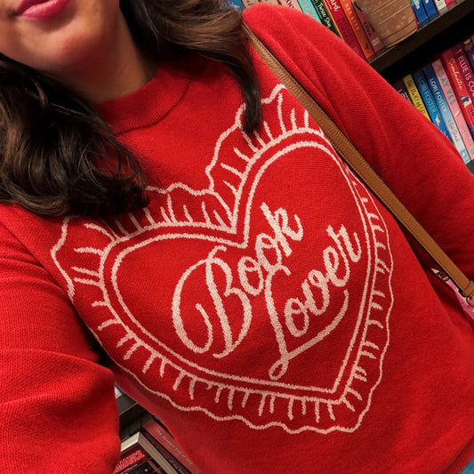 BOOK LOVERS HEART KNIT SWEATER