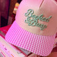 BOOKED & BUSY PUFF EMBROIDERY GINGHAM BILL HAT