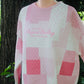 HAPPIEST READING PINK PATCH WORK EMBROIDERED MOCK NECK