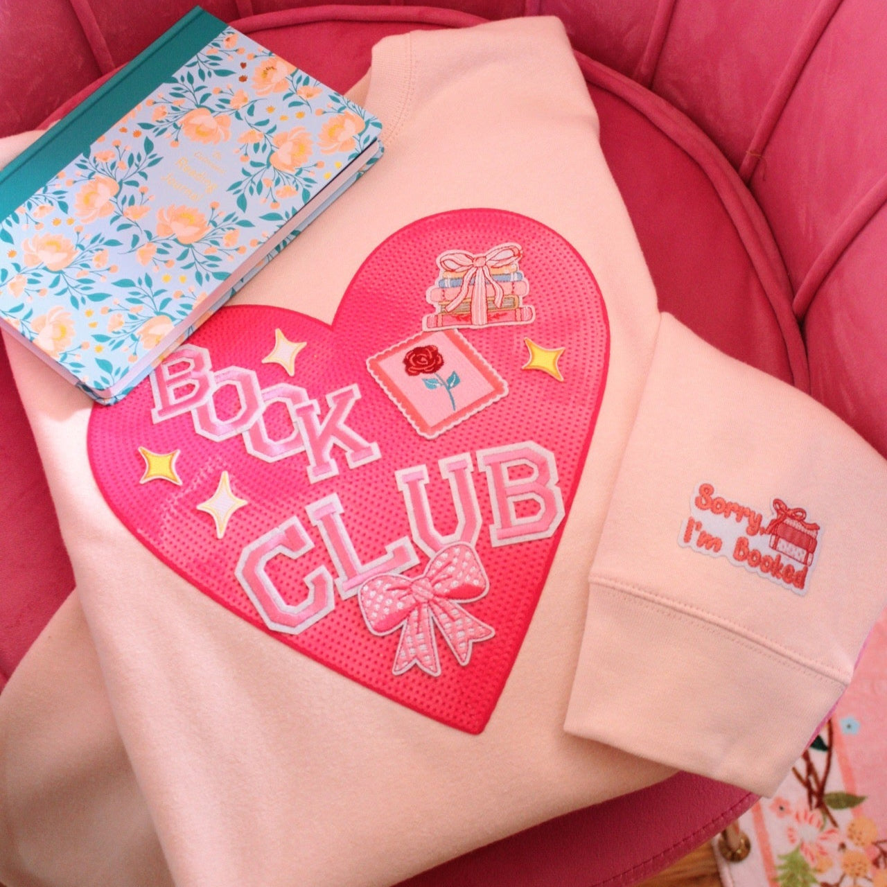 HEART BOOK CLUB PATCH CREWNECK
