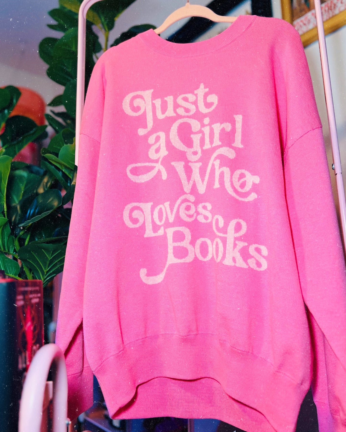 JUST A GIRL WHO LOVES BOOKS KNIT SWEATER