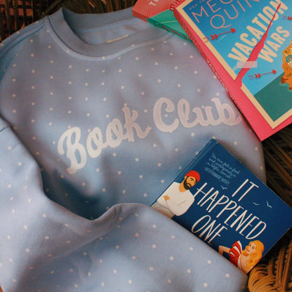 BOOK CLUB APPLIQUE POLKA DOT CREWNECK