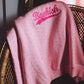 BOOKISH VARSITY POLKA DOT EMBROIDERED OFF THE SHOULDER CREWNECK