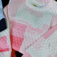 HAPPIEST READING PINK PATCH WORK EMBROIDERED MOCK NECK