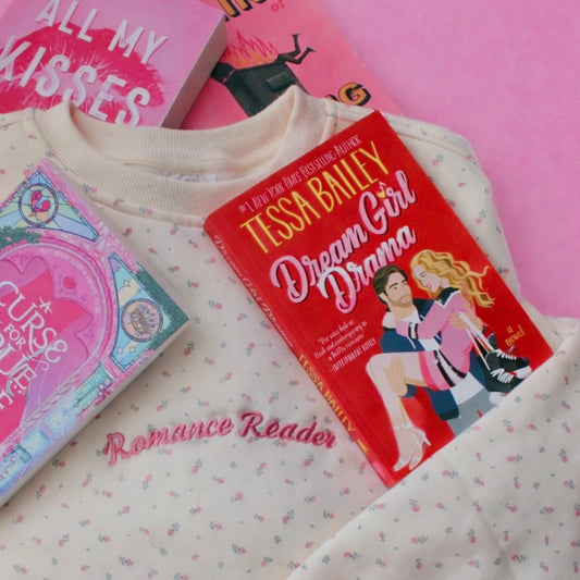 EMBROIDERED ROMANCE READER FLORAL CREWNECK