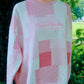 HAPPIEST READING PINK PATCH WORK EMBROIDERED MOCK NECK