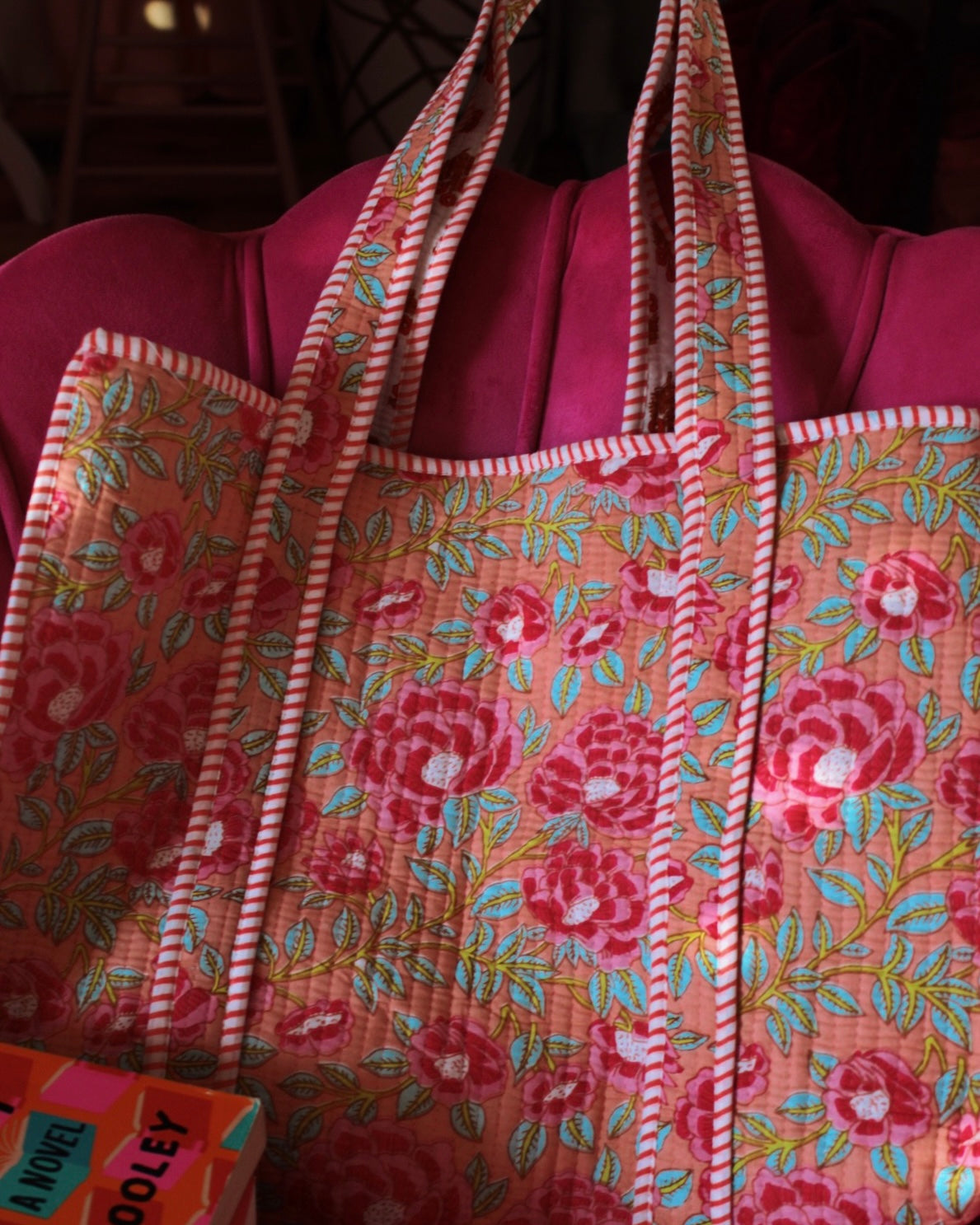 FALL FLORAL REVERSIBLE TOTE