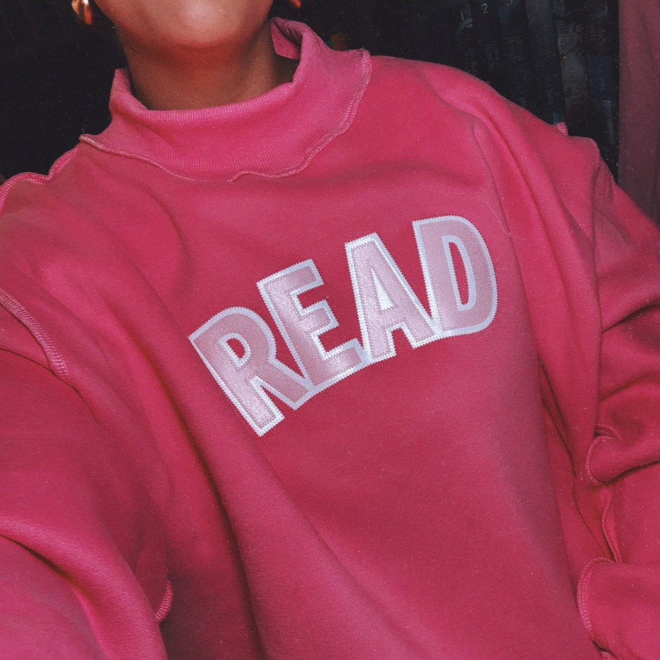 READ PINK MOCK NECK