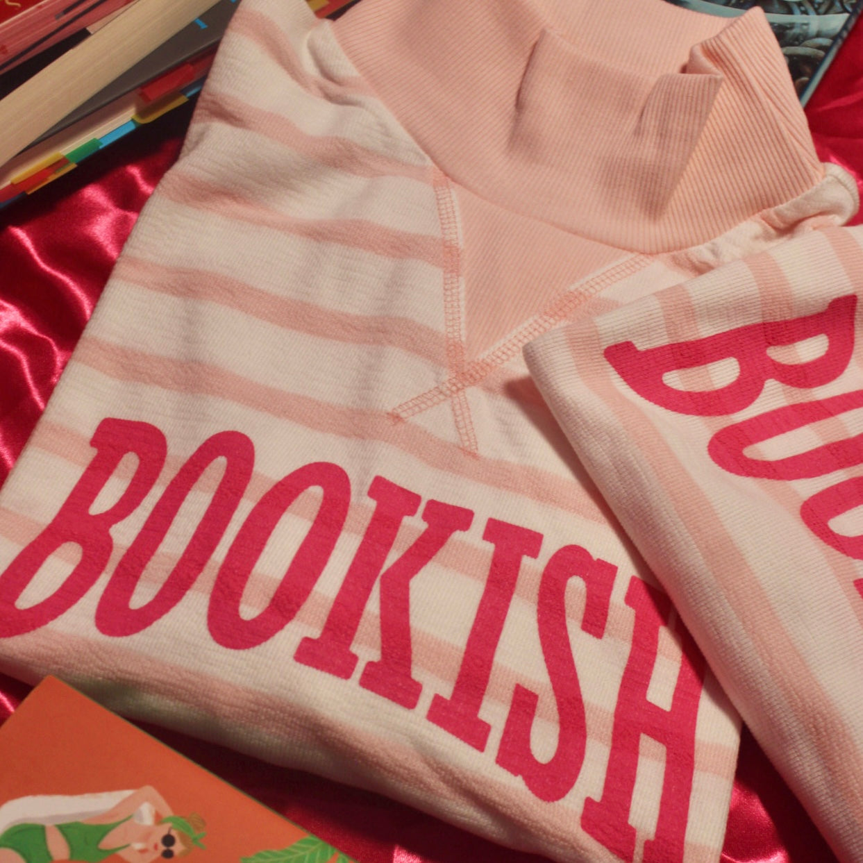 BOOKISH STRIPED KNIT MOCK NECK