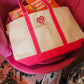 HOT PINK/NATURAL PATCH TOTE