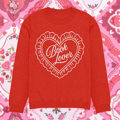BOOK LOVERS HEART KNIT SWEATER