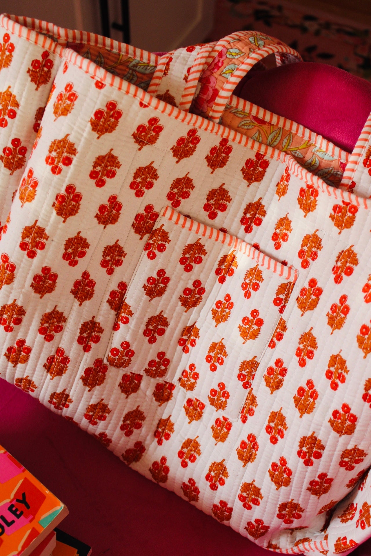 FALL FLORAL REVERSIBLE TOTE