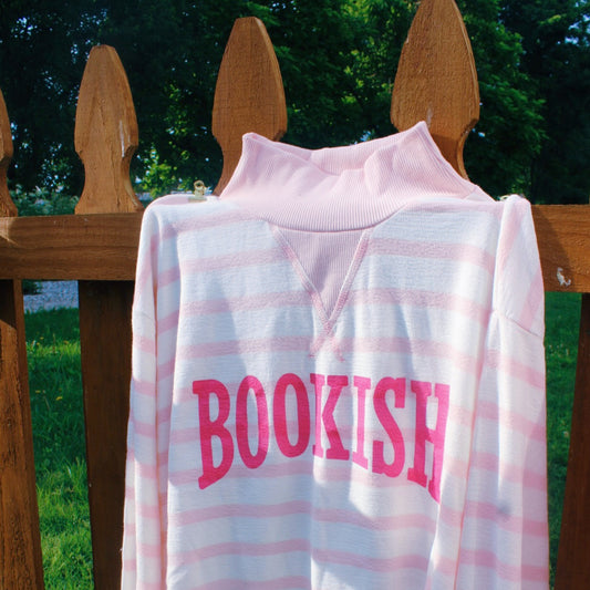 BOOKISH STRIPED KNIT MOCK NECK