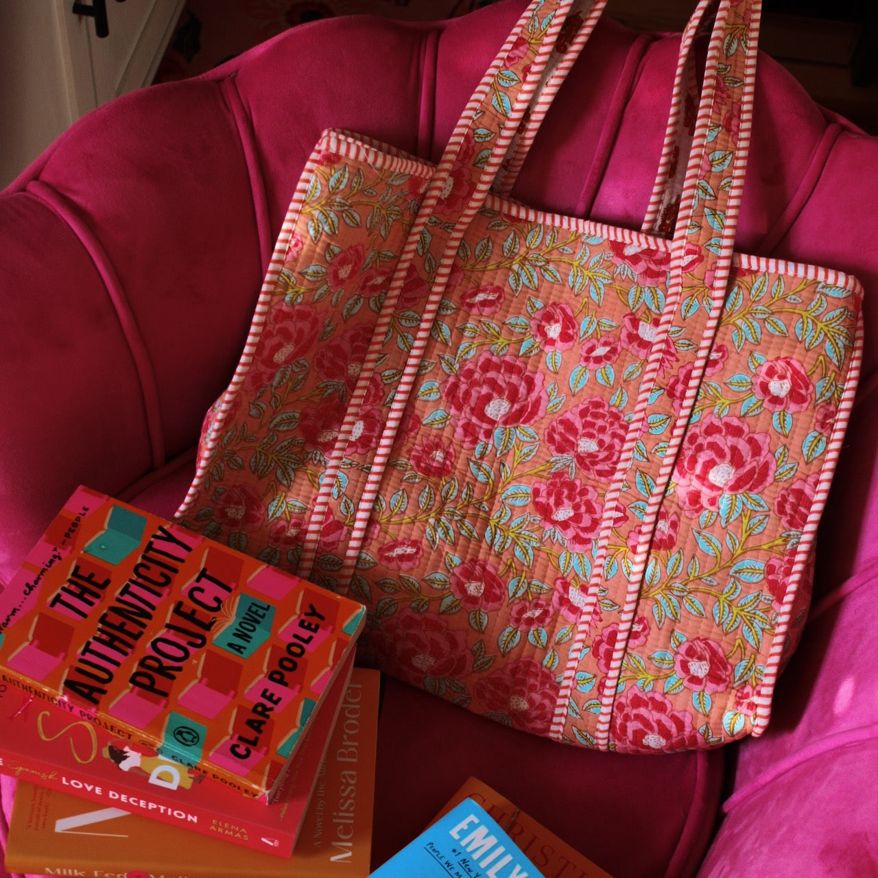 FALL FLORAL REVERSIBLE TOTE