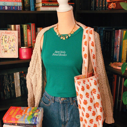 HOT GIRLS READ BOOKS EMBROIDERED TANK