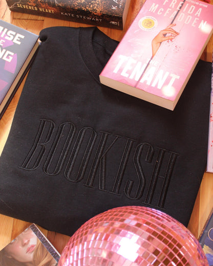 BLACK TONE ON TONE EMBROIDERED CREWNECK