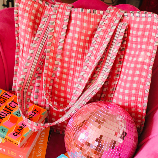 PINK GINGHAM TOTE