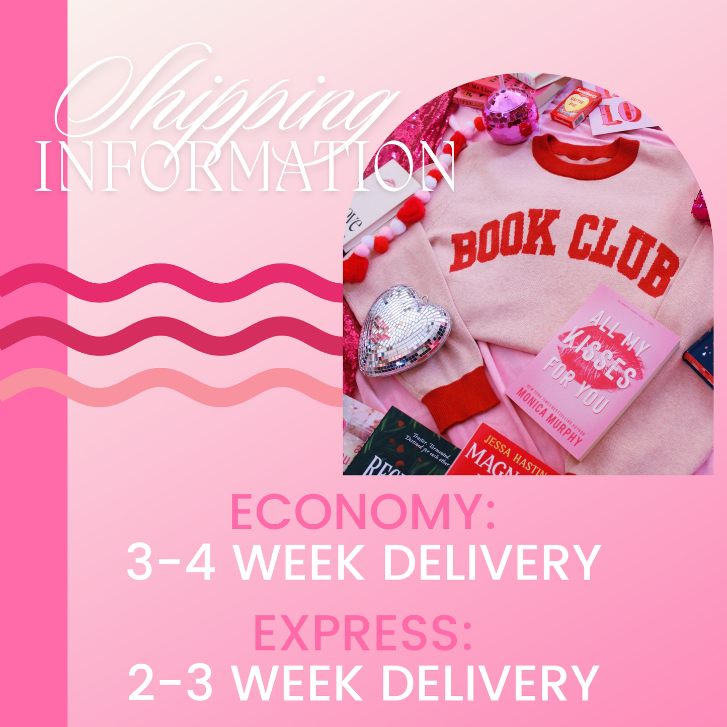 BOOK CLUB PINK AND RED KNIT SWEATER