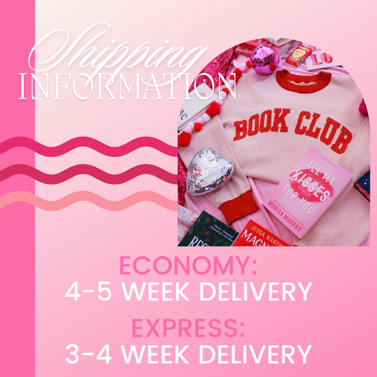 BOOK CLUB PINK AND RED KNIT SWEATER