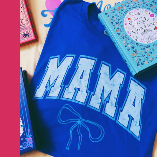 MAMA BLUE BOW TEE