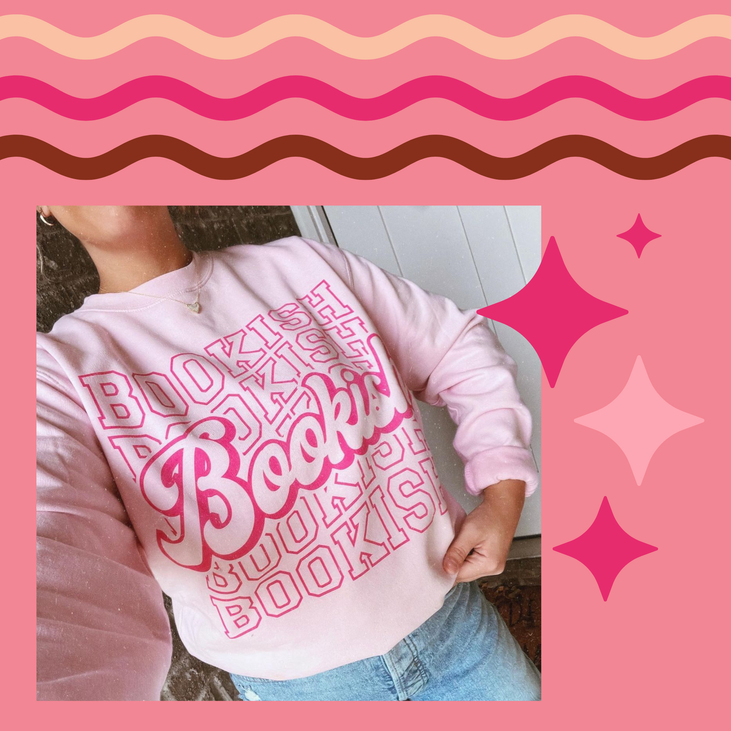 PINK INK BOOKISH CREWNECK