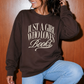 JUST A GIRL WHO LOVES BOOKS DARK CHOCOLATE CREWNECK