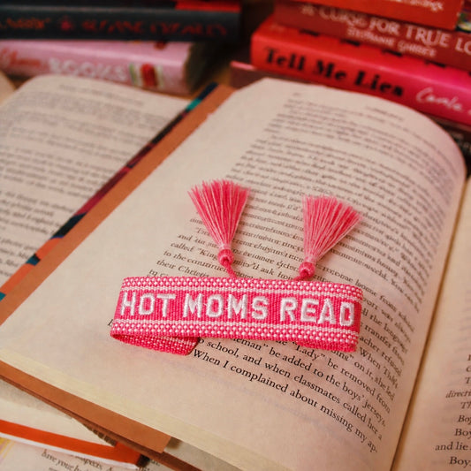 HOT MOMS READ EMBROIDERED BRACELET