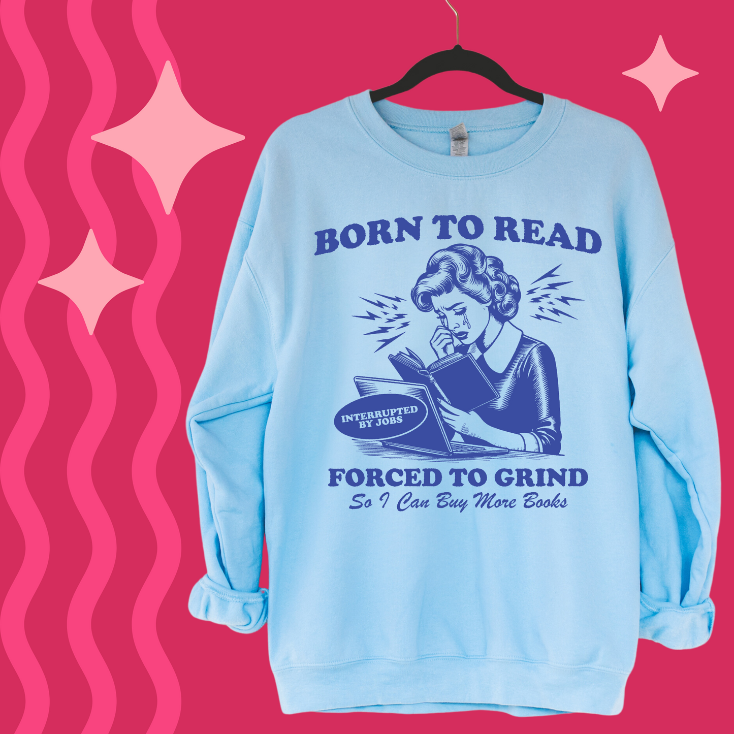 BORN TO READ COMFORT COLOR CREWNECK