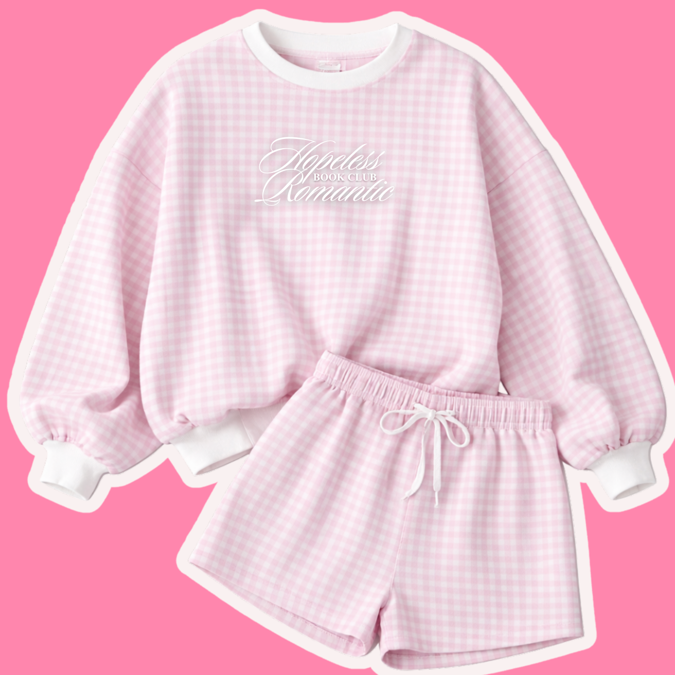 PINK GINGHAM HOPELESS ROMANTIC BOOK CLUB SET
