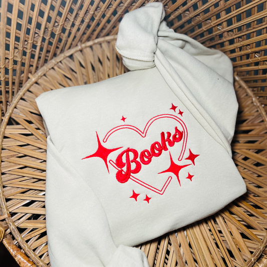 RED HEART BOOKS EMBROIDERED CREWNECK