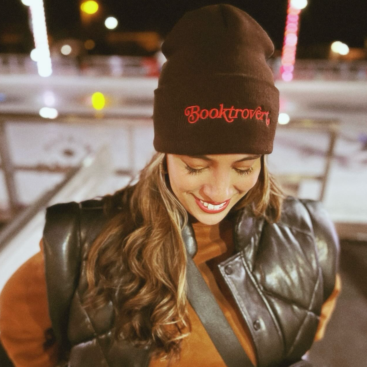 BOOKTROVERT BROWN CUFFED BEANIE