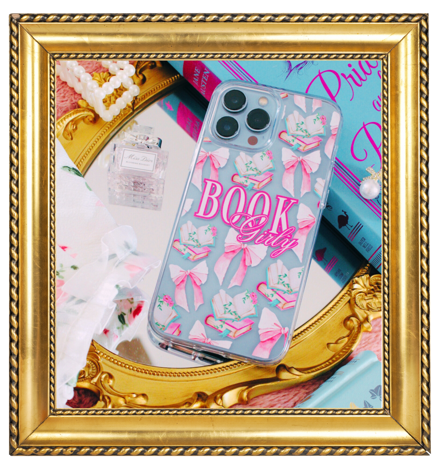 BOOK GIRLY BOWS & BOOKS IPHONE CASE